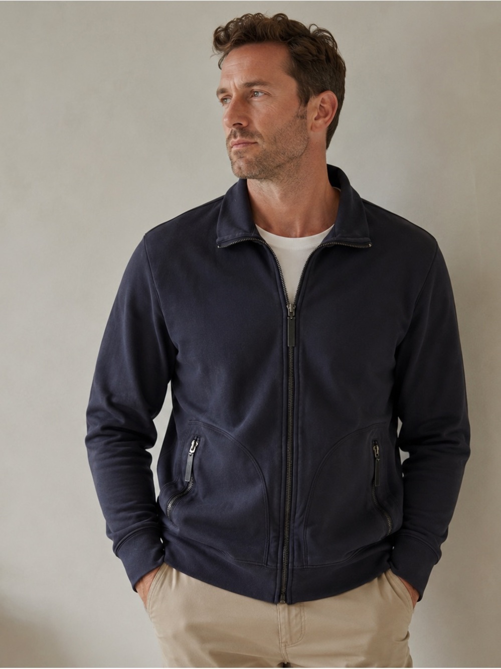 Men's Zip-Up Jacket in Deep Navy
